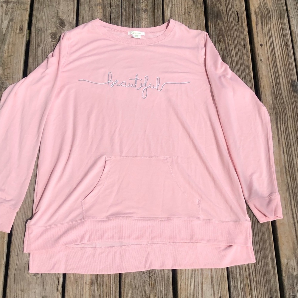 WONDER Rose Pink  Embroidered Tunic Shirt Sz XXL